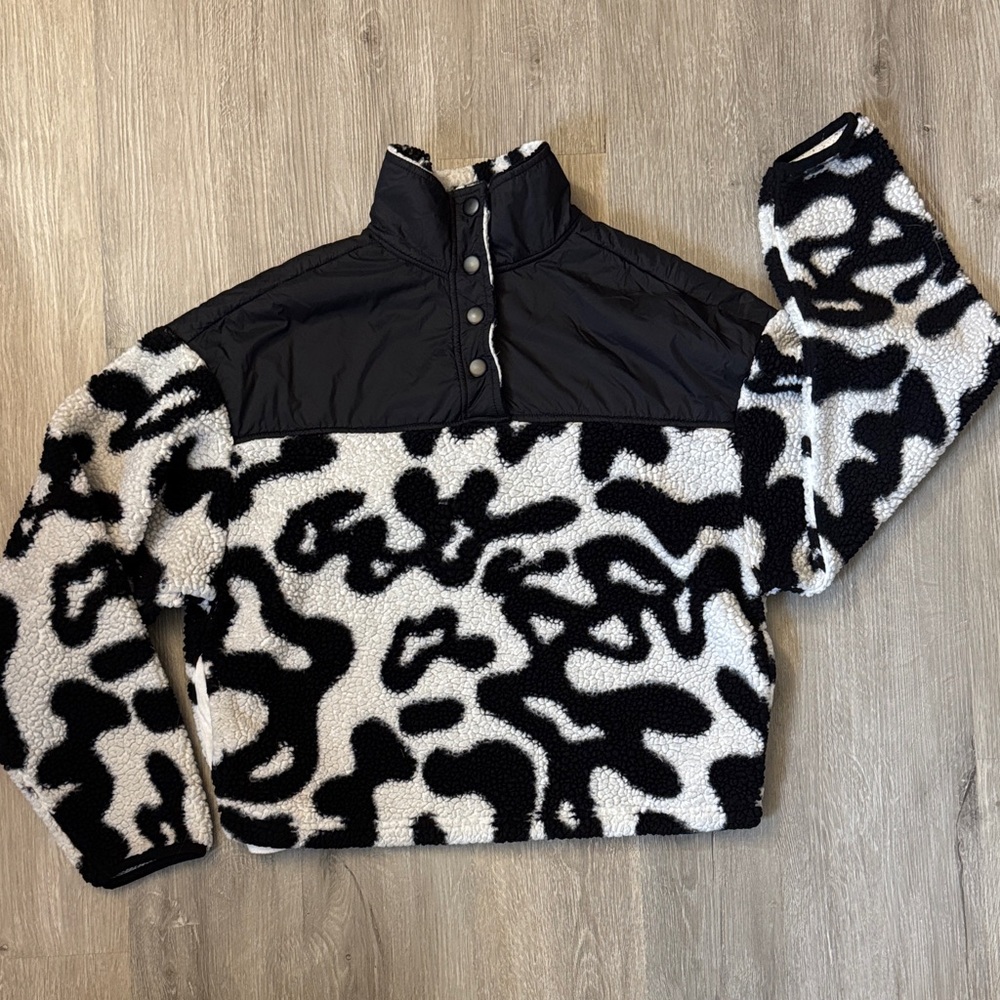 Grayson Threads Black and White Sherpa Snap-Front Jacket